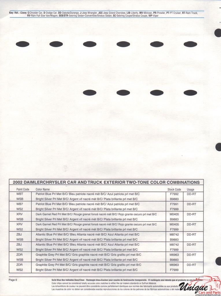2002 Chrysler Paint Charts DuPont 06